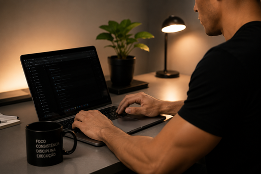 Trabalho de criação de conteúdo no computador